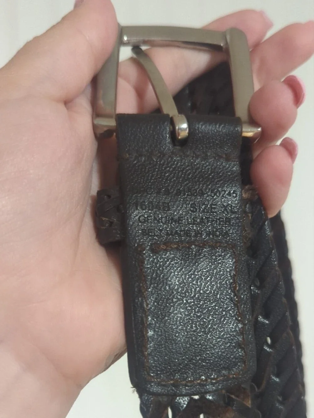 Men's Black Braided Leather Belt with Silver Buckle India 50